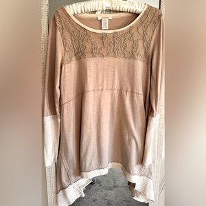Sundance Boho Assymmetrical Beige & Cream Cotton Tunic